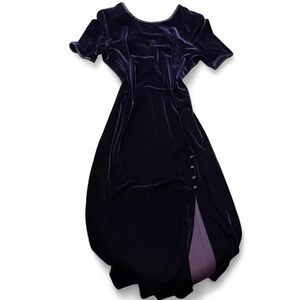 Vintage 90s Nina Piccalino Deep Purple Velvet Dress, Women's‎ Size 16